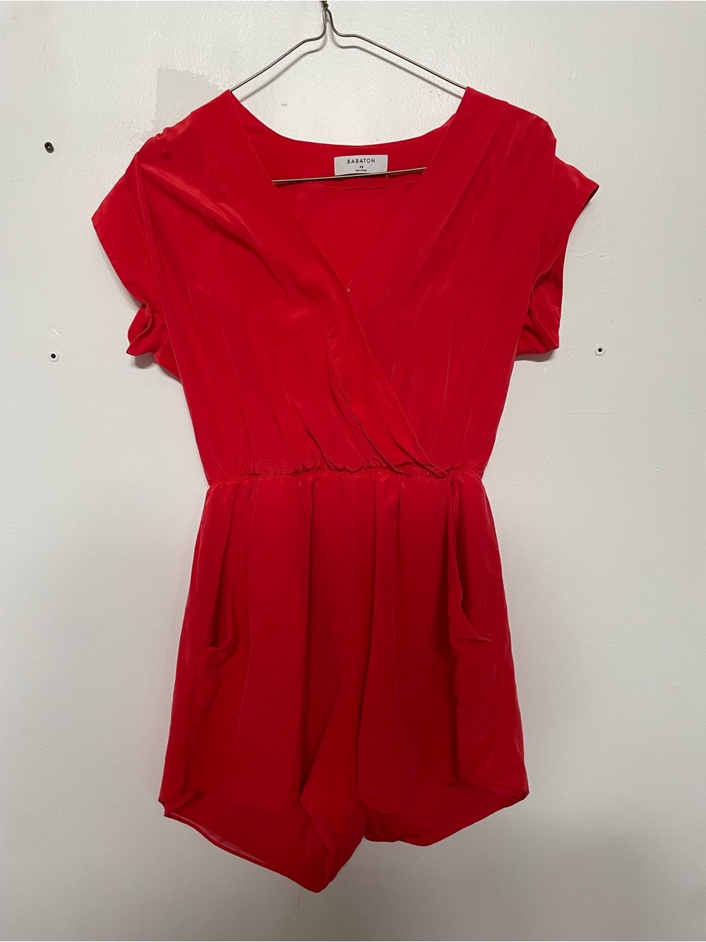 Babaton Bold Red Wrap Romper